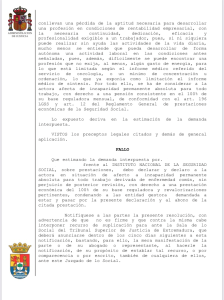 Sentencia Incapacidad Permanente Juzgado de lo Social de Badajoz