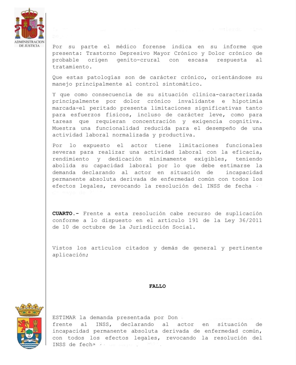 Caso de Éxito: el Juzgado de lo Social de Cáceres reconoce la Incapacidad Permanente Total a una Dependienta de Comercio con Depresión Mayor. INSS Seguridad Social Badajoz, Cáceres, Mérida, Don Benito, Villanueva de la Serena.